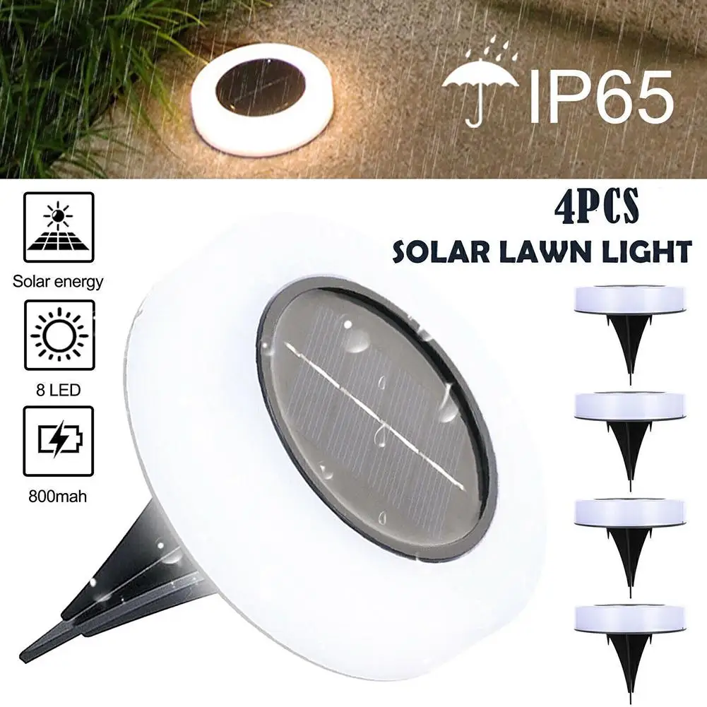 Outdoor Solar Jardim LED Lights, Waterproof Ground Lights, Caminho, Piso, Lâmpada Subterrânea, Decoração, Iluminação de Paisagem, 4pcs