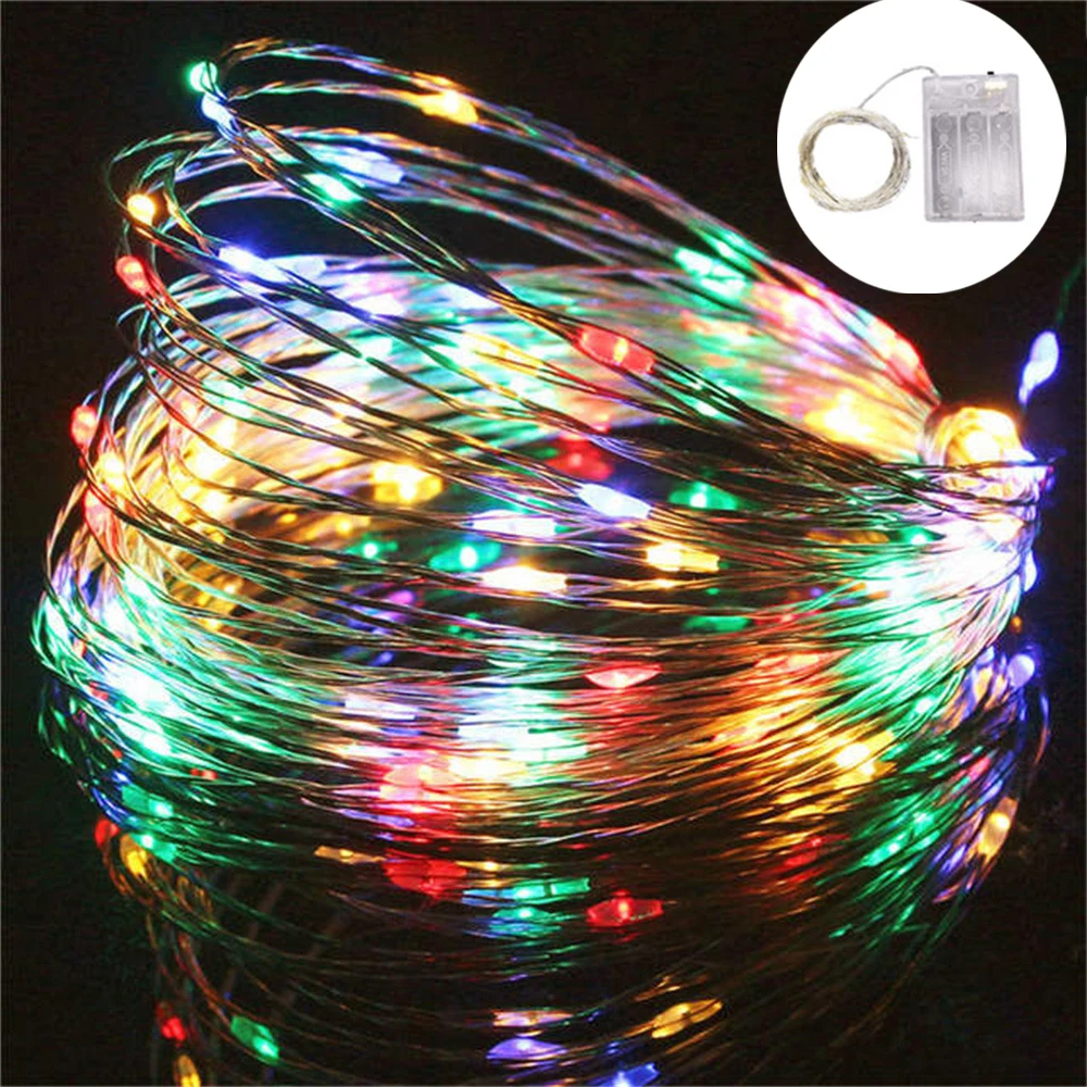 1/2/5/10M Battery Powered Fairy Light String Led Silver Wire String Light for Bedroom Garden Party Wedding Christmas Tree Lights