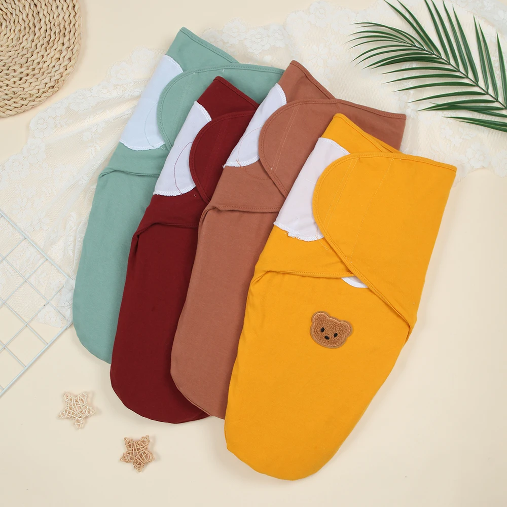 

Набор из 4 одеял для новорожденных, пеленки для мальчиков, осенние и весенние пеленки, однотонные детские одеяла, подходят для детей 0-3 месяцев