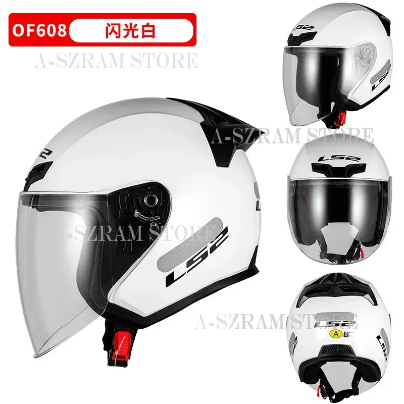 

LS2 Motorcycle Helmet 3/4 Open Face Helmet Electric Power Assisted Vehicle Four Seasons Large Tail Wing Men's and Women's