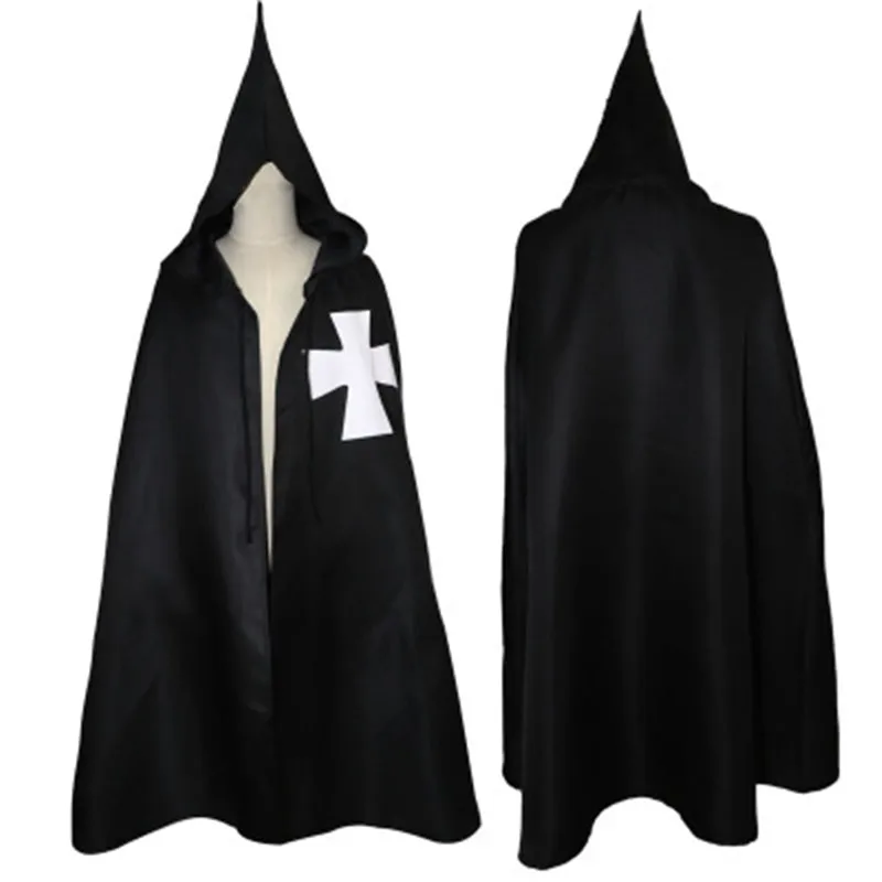 Adult Halloween Medieval Costume Robe Knights Templar Cloak Hospitaller Tunic Cape