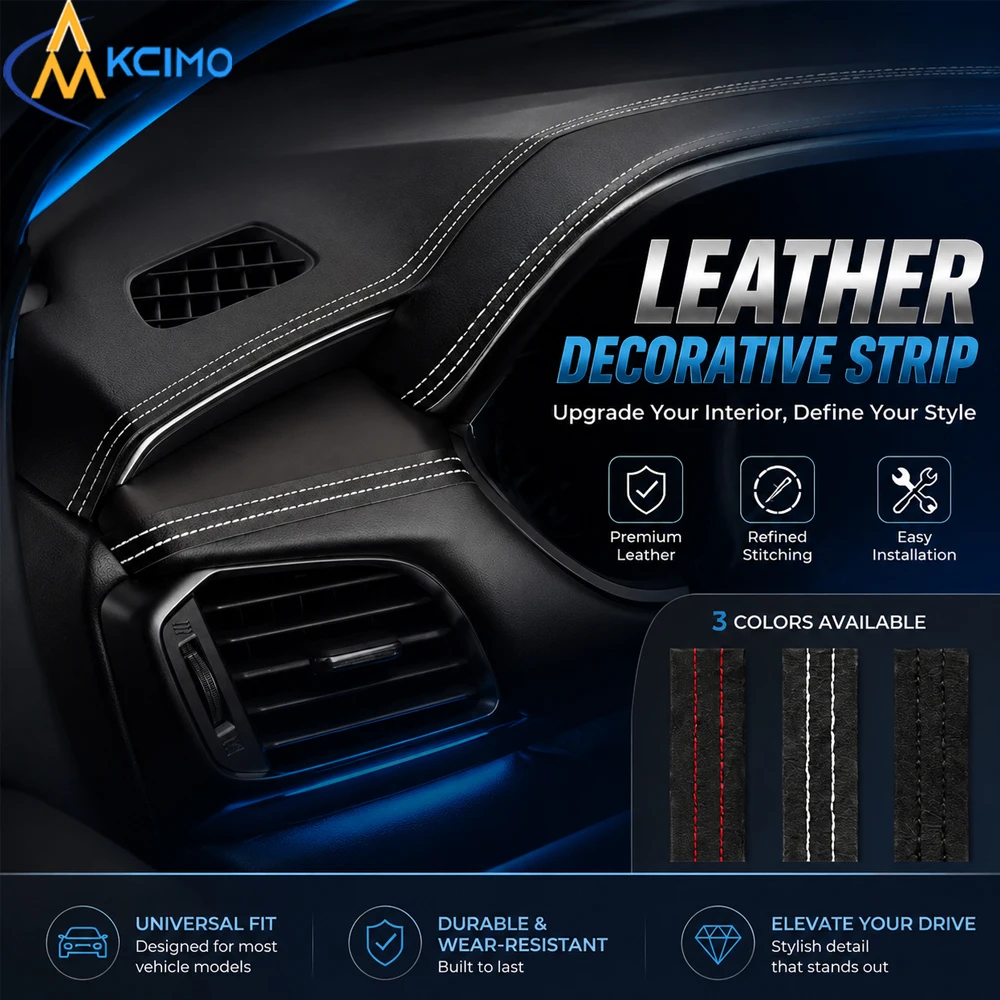 Car Leather Decorative Strip, Dashboard Door Gap Interior Molding Trim, Refined Stitching DIY Car Interior Styling Accessories
