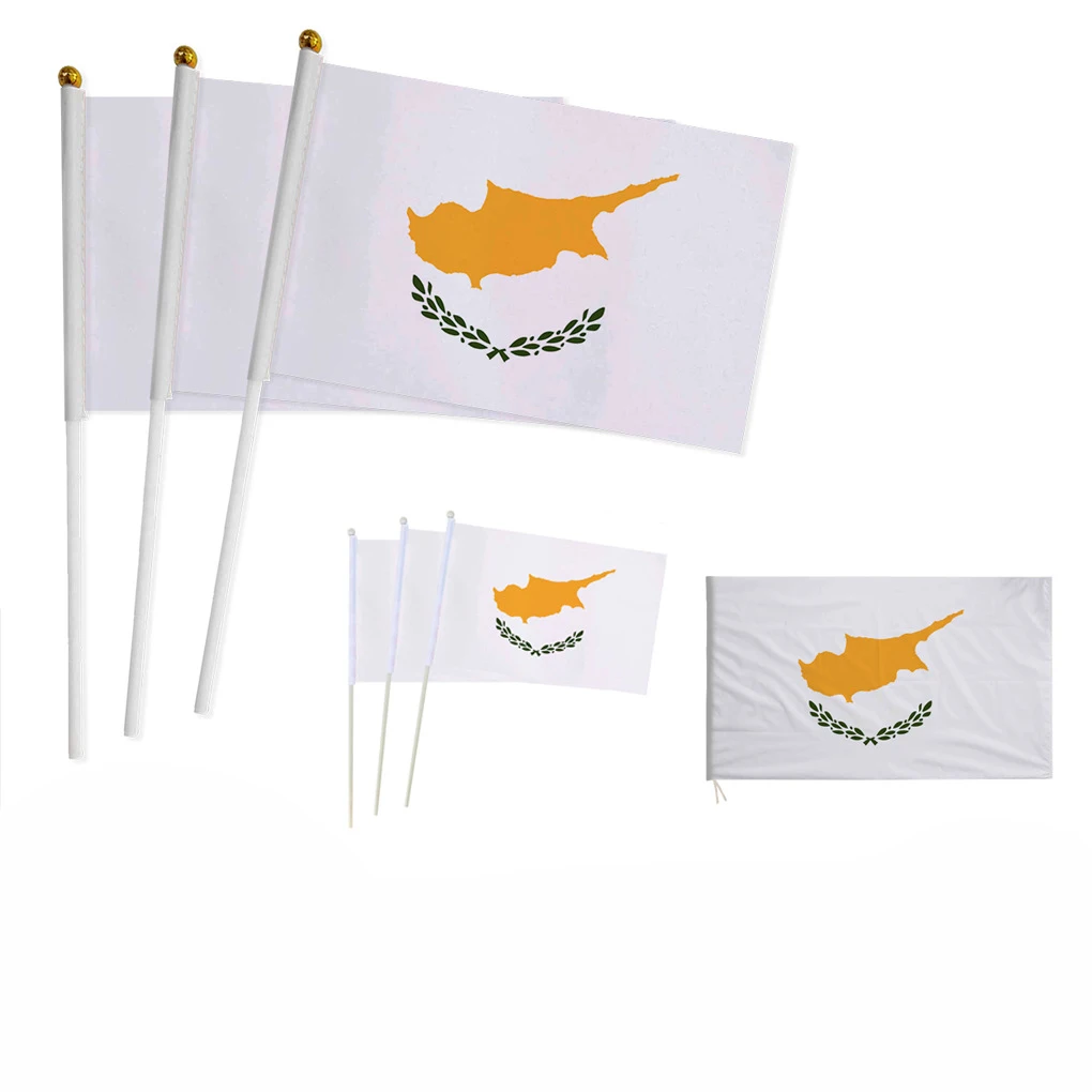 Z-ONE FLAG  Cyprus Hand Flag 14*21cm Cyprus Cypriot National Flag Small Hand Held Waving Flag Indoor Outdoor Home Decor