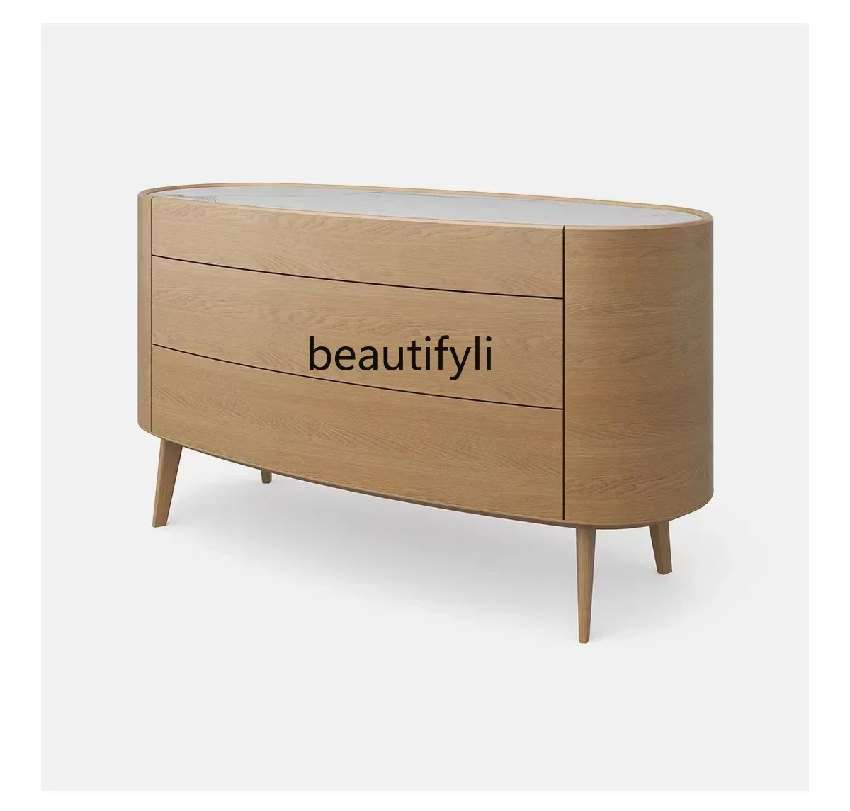 

Modern Minimalist Entrance Cabinet Chest of Drawers Circular Arc Storage Cabinet Rock Board Bedroom Side Cabinet