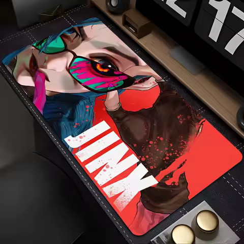 League of Legends Arcane Jinx Mouse Pad Anime Office Desk Mat Gaming Accessories Non-slip Large Mousepad Rubber Playmat Carpet