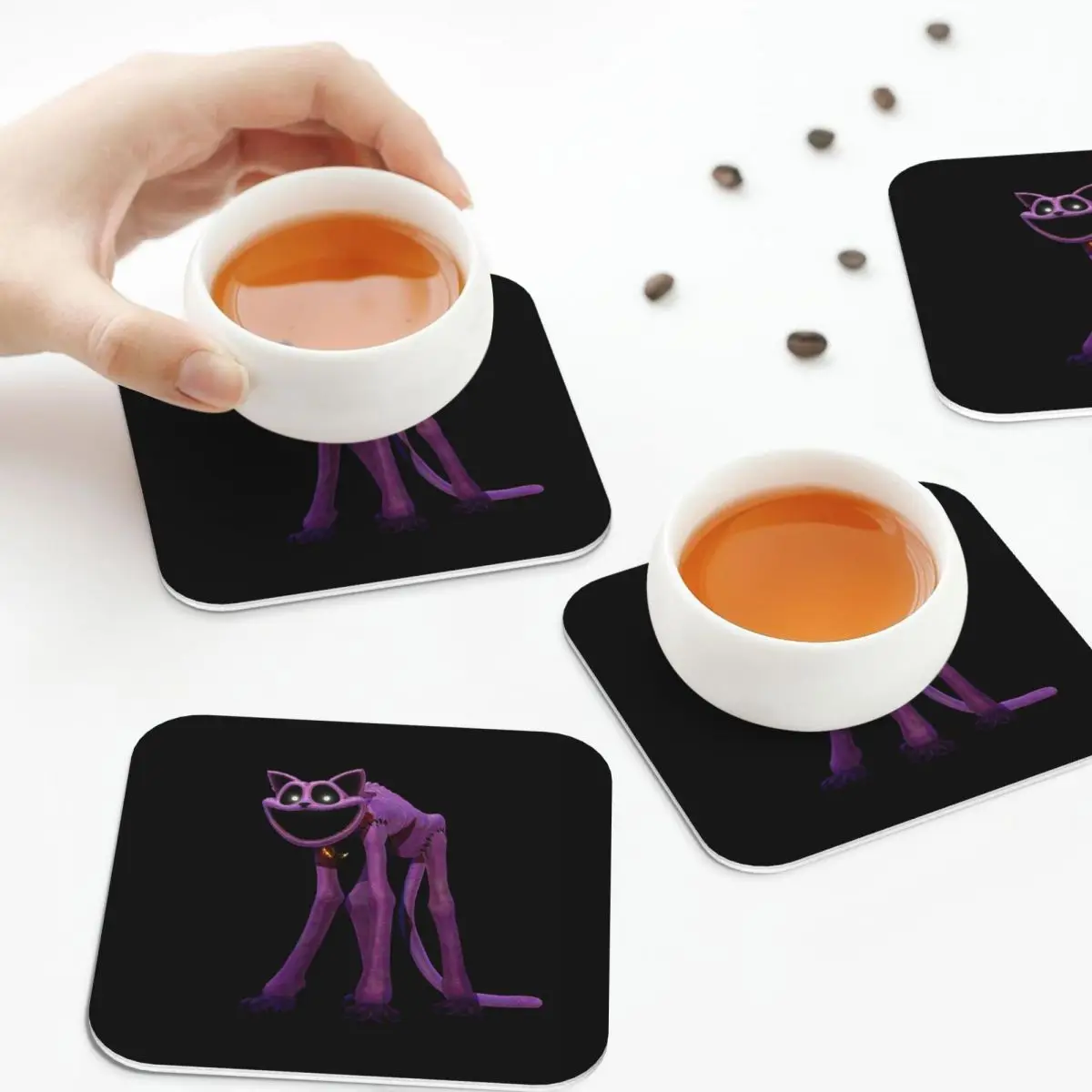 CATNAP Monster Coasters Kitchen Placemats Waterproof Insulation Cup Coffee Mats For Decor Home Tableware Pads Set of 4