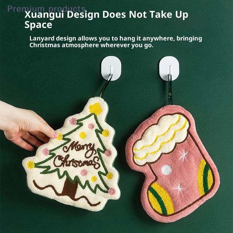 1 قطعة شجرة عيد الميلاد هدية صندوق المرجان الصوف منشفة تنظيف الملابس خرقة عيد الميلاد منشفة اليد الكرتون الزنجبيل رجل ثلج الجوارب #2