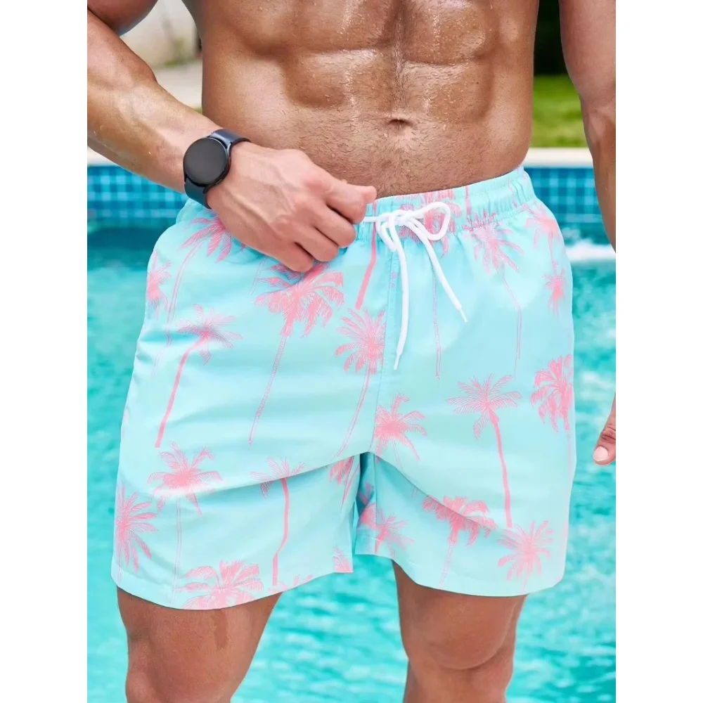 Men's Coconut Tree Graphic Beach Shorts 3D Printed Swimwear Men Hawaiian Swim Trunks Beach Shorts Pool Party Camping Holiday  ﻿