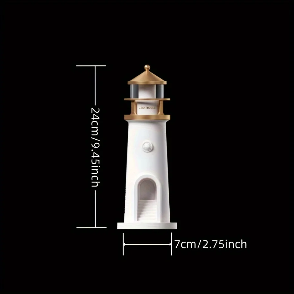 Lighthouse Night Light - Clear Moon Projection Image, Sensitive Human Body Sensing Switch and Long-Brightness Function