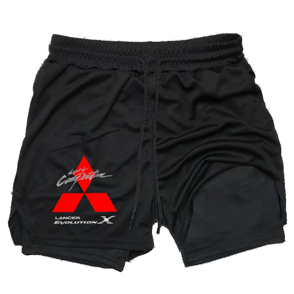 

Mitsubishi Ralliart Team 2025 Cross-Country Rally Championship Double-Layer Shorts AXCR Motors Extreme Sports Drawstring Shorts