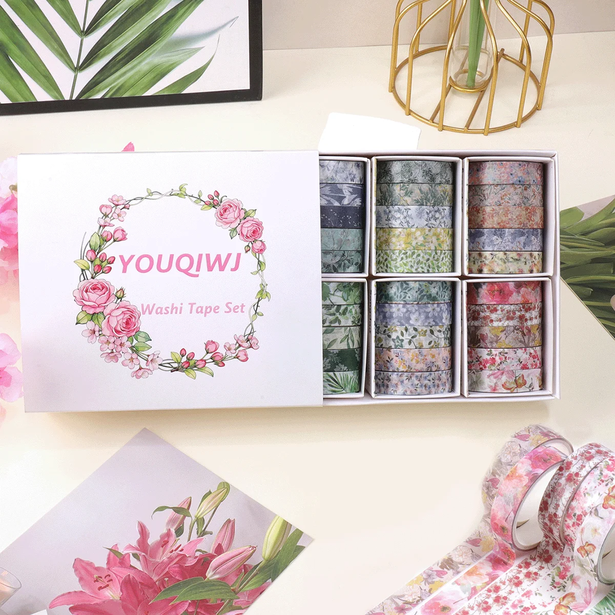 30 Rolls Plant Floral Washi Tape Set Flower Print Decorative Masking Tape DIY Scrapbook Journal Diary Craft Stationery Supplies - view 4