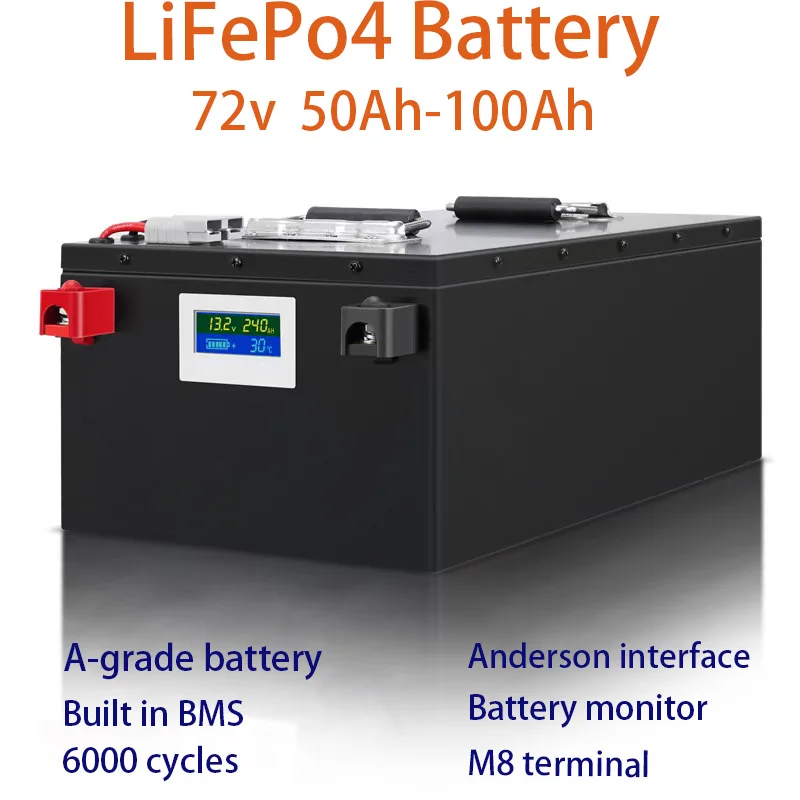 

new72V 50Ah 100Ah LiFePo4 Battery Pack Built-in Bluetooth BMS 72V Motorcycle scooter Golf Cart Lithium Iron Phosphate Battery