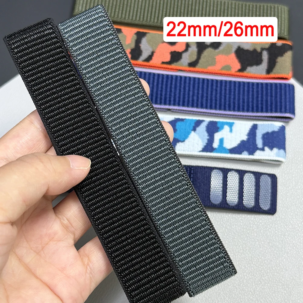 Sport Loop Velcro - สายนาฬิกาไนลอนแบบตะขอและห่วง ขนาด 26 22 มม. สำหรับ