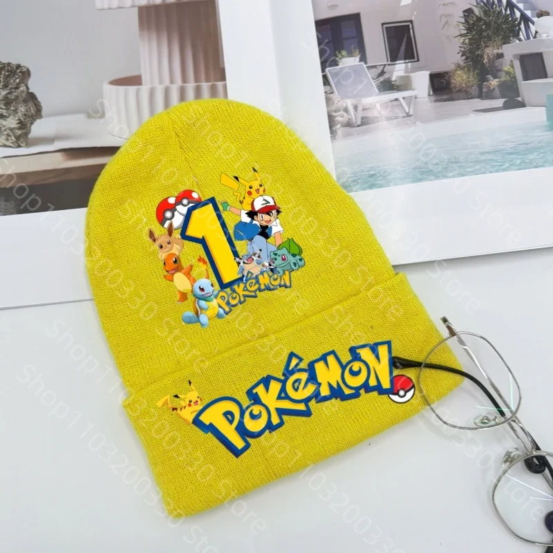 ポケモンピカチュウニット帽子キャップかわいい漫画番号-1-9-キッズニット帽子アニメ冬暖かいボンネット帽子幼児用ビーニー