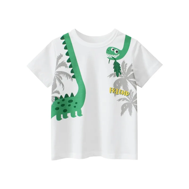 

Cartoon Dinosaur T Shirt Boys 2024 Summer Children's Clothing Short Sleeve Cotton Tops Tee Shirt Lion Brand New Kids Clothes