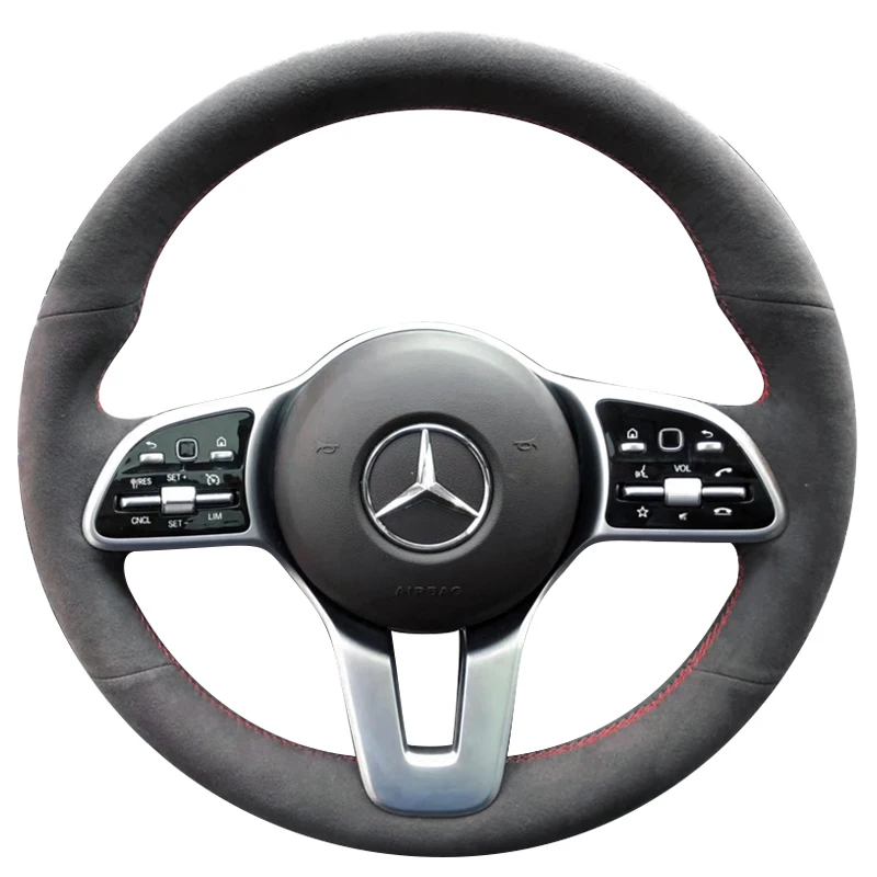 

Hand-stitched suede Genuine Leather car Steering Wheel Cover For Benz A-Class W177 B-Class W247 C-Class W205 CLS-Class