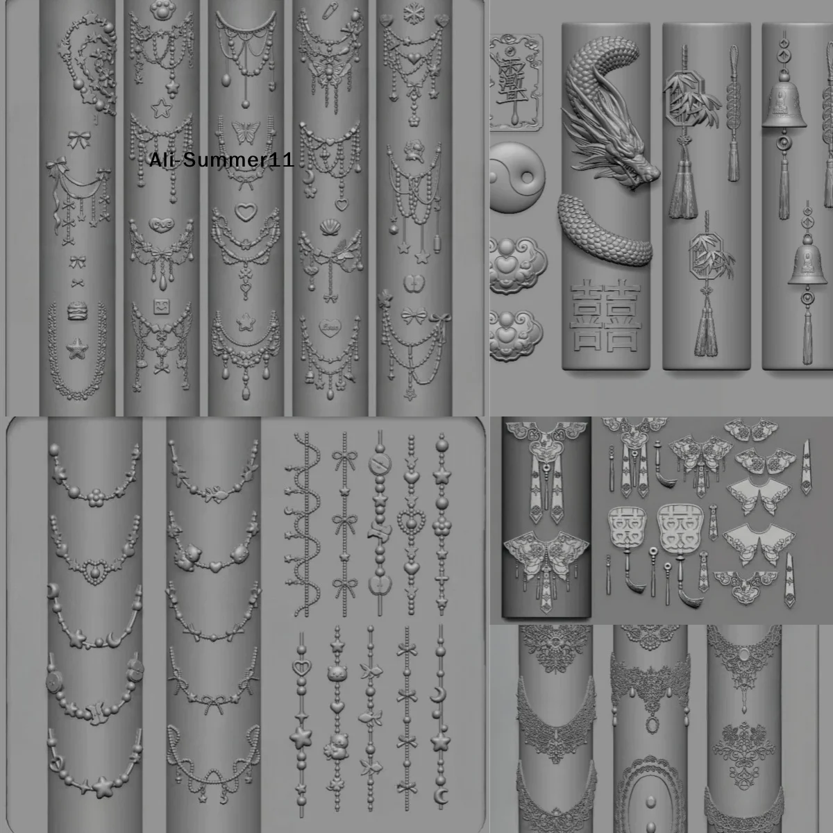 【A6L】Butterfly Flower Silicone Nail Mold Sweet Bow Bead Chain Transparent Nails Templates DIY Nail Art Manicure Design Tools