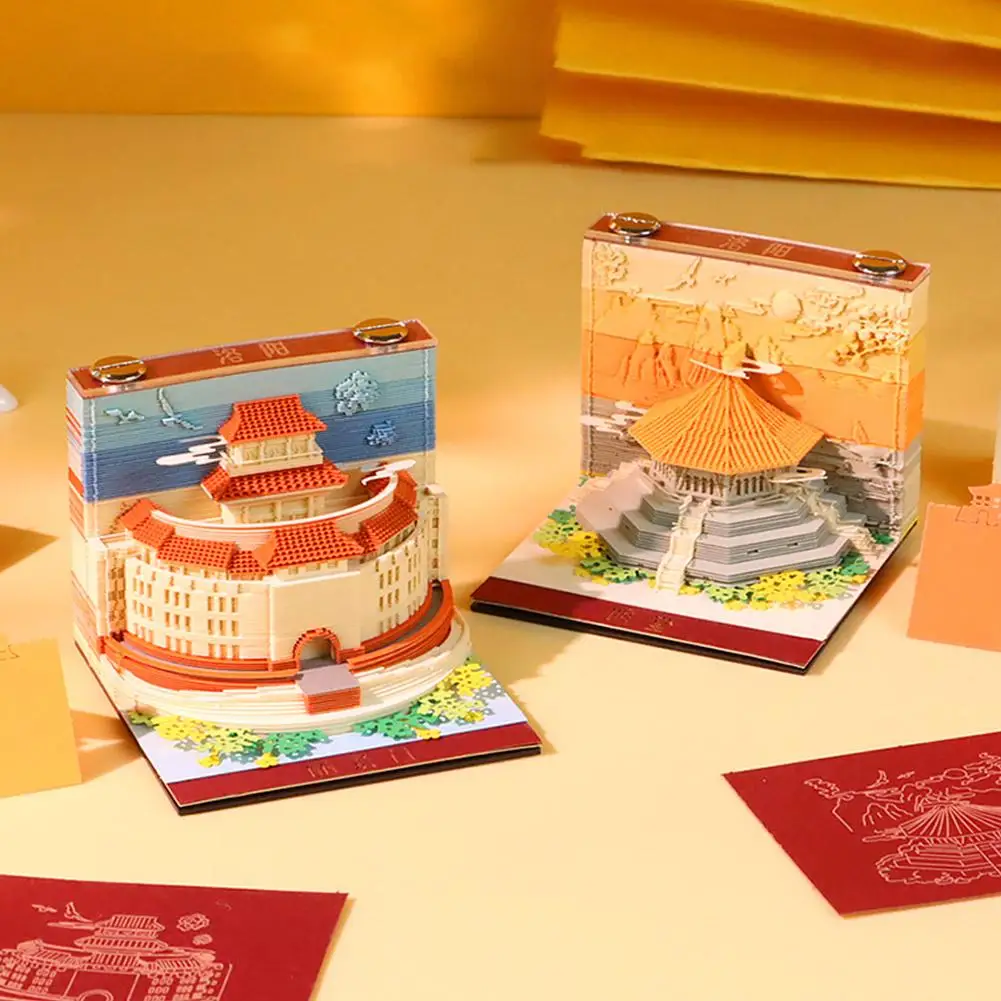 4 Arten chinesischer 3D-Kalender, Notizblock, magisches Schloss, 3D-Kalender, 3D-künstlerische Notizpapierwürfel, Memo-Geschenk, 2026-Block, Geburtstags-Notizblock R6b4 – Detail 11