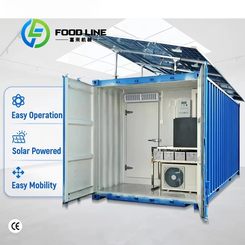 Portable 20ft Commercial Solar Container Cold Room Converts Solar Radiation Into Cooling Power For Temporary Roadside Produce