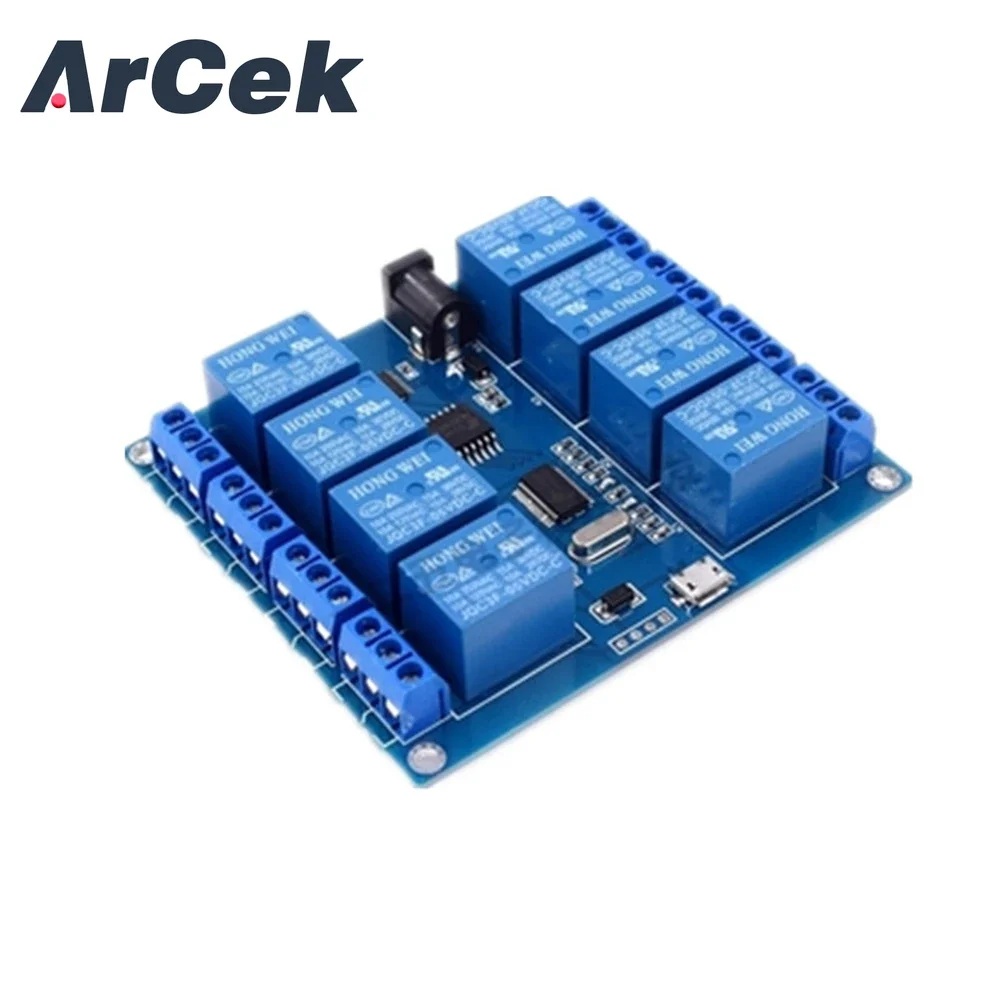 

New 5V 10A Micro USB 8 CH 8 Channel Relay Upper Computer ICSE014A 8-Channel Relay Serial Port Board Module 8 Way