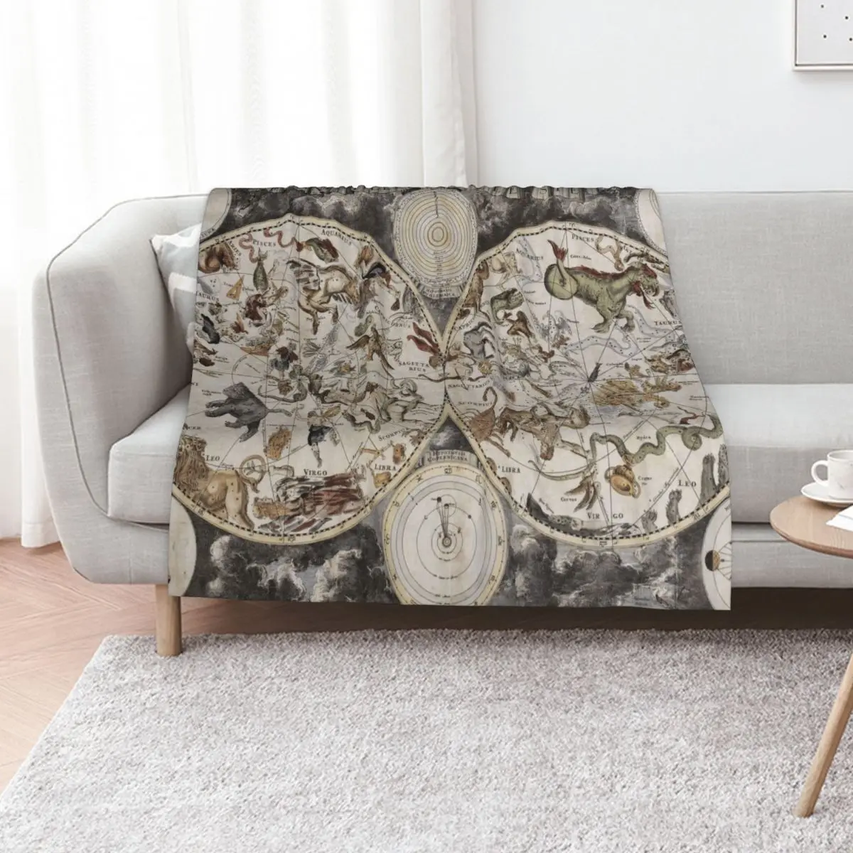 

Vintage Celestial Star map Throw Blanket Hairys Thin Furrys Moving Blankets