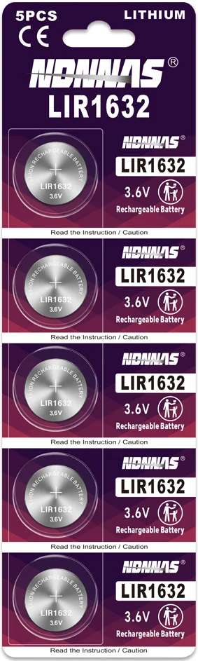 1-50PCS LIR1632 Replace Cr1632 Dl1632 3.6V Rechargeable Lithium Coin Battery Stable Power For Small Devices Watch Calculator