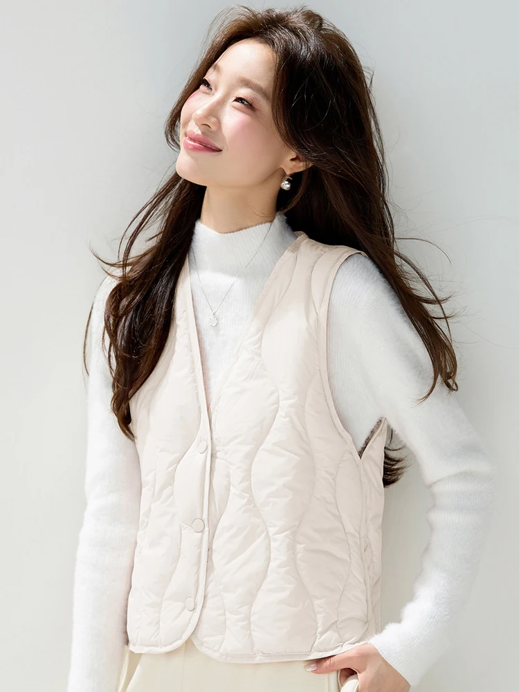 新しい 90% ダックダウンベスト春秋の女性超軽量ダウンファッションベスト多用途チョッキ