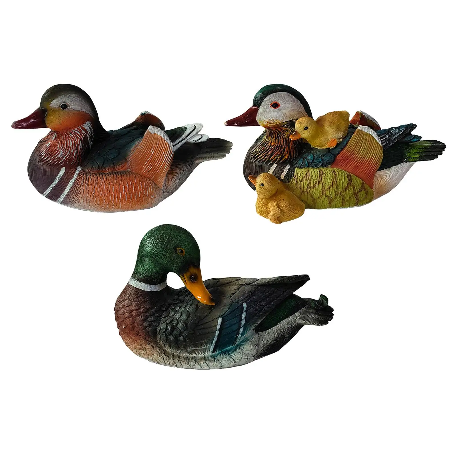 Resin Bird Mandarin Duck Sculptures Hunting Decoy Pool Pond Decoration