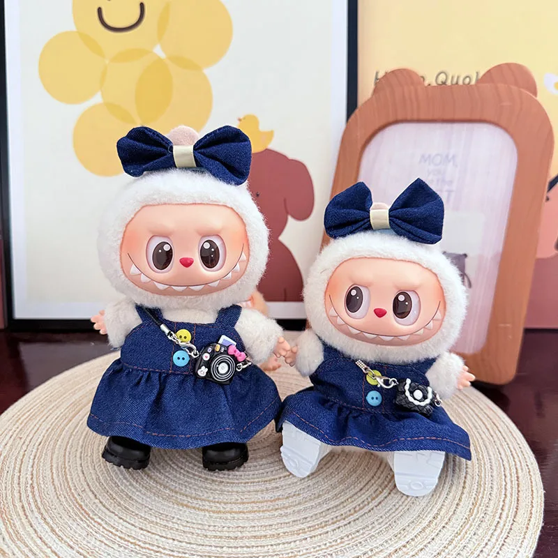 

Clothes For Labubu 15/17Cm Dolls Gen 1-3 Blueberry Pudding Skirt Set With Princess Shoes Apparel Hanging Accessoriesories