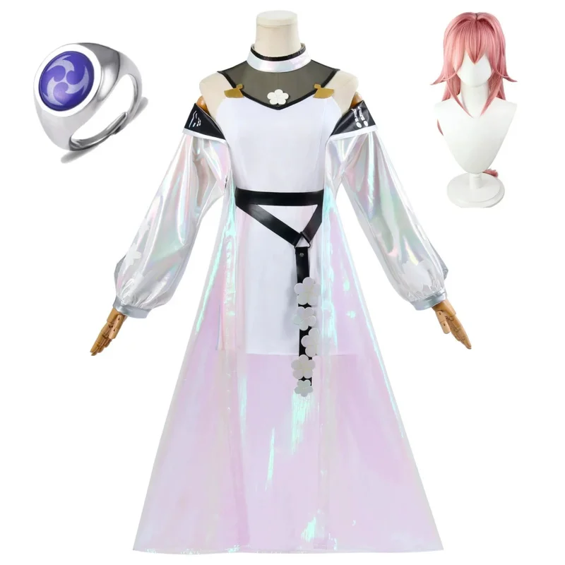 أزياء ميكو التأثيرية لعبة جينشين إمباكت ياي فستان شعر مستعار مجموعة إكسسوارات موحدة أنيمي أنثى حفلة الهالوين Ros;5 #1