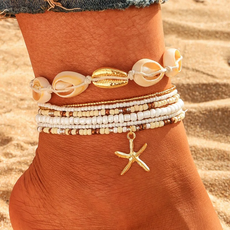 

Ocean Wind Beach Shell Affordable Jewelry Festival Promotion Beaded Foot Chain Set Natural Wind Relaxation Foot Chains