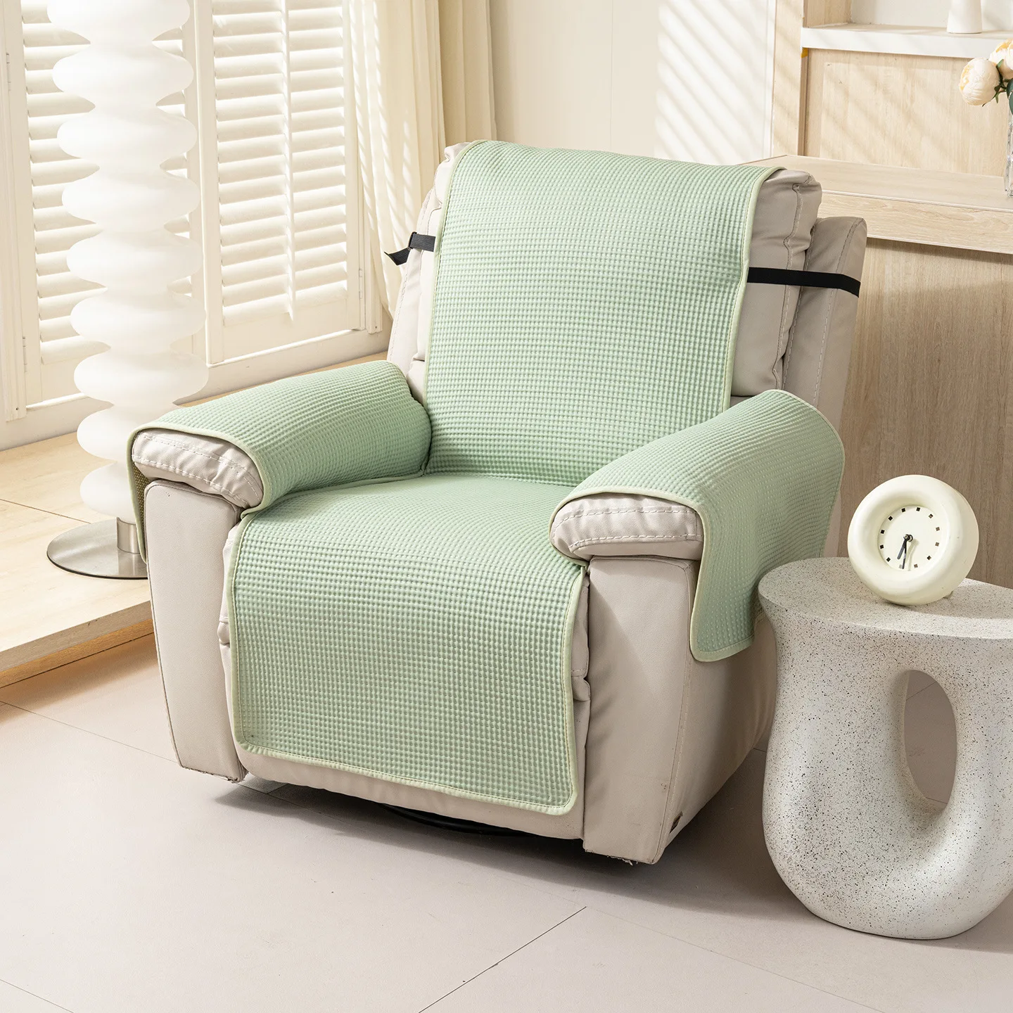 Waffle Ice Silk Cooling Seat Cushion Pad Full Coverage Non-slip Single Electric Recliner Sofa Cover Stain Resistant Slipcovers