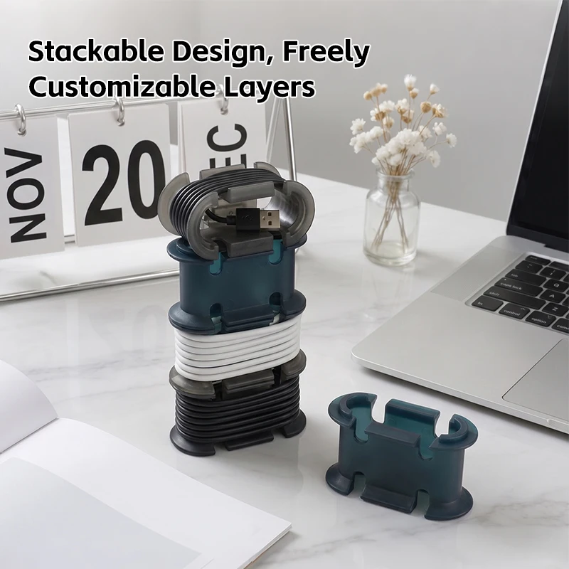 4PC Charging, Storage, and Organization Wire-Winding Data Cable Organizer, Portable and Knot-Preventing, Suitable for desktop