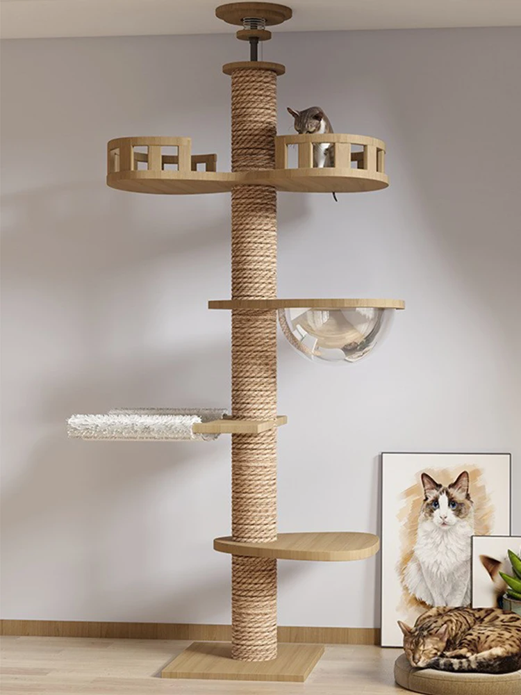 Tongtianzhu Cat Climbing Frame Cat Nest Tree Toy Grab Board Sisal Large Cat Frame Solid Wood Jumping Platform Facilities