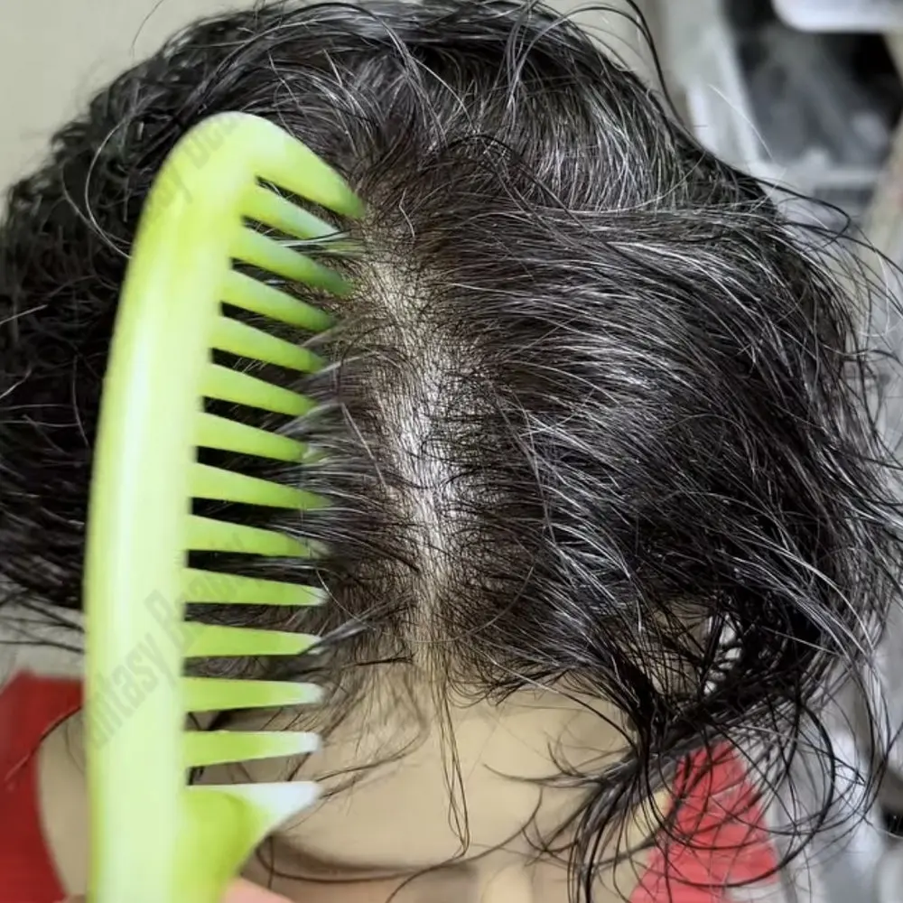 

Ультратонкий парик для мужчин 90% плотности, 0.02 мм, черный/серый 1b10, с естественной линией роста волос, незаметная система Microskin V-loop, протез