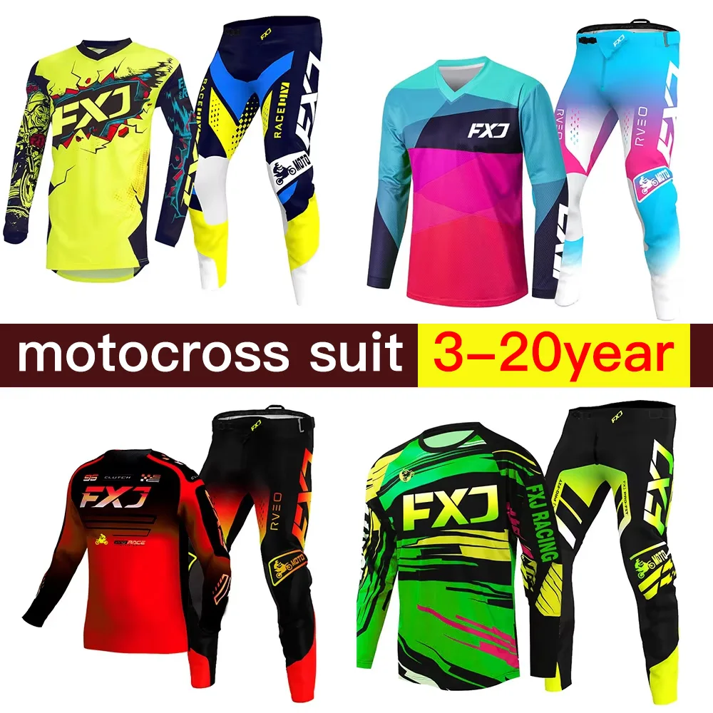 Motocross Gear Set Boy Girl Customize Red Black Off-Road Name Number Enduro Cross MX MTB Combo 3 4 5 6 7 8 9 10 Year Green