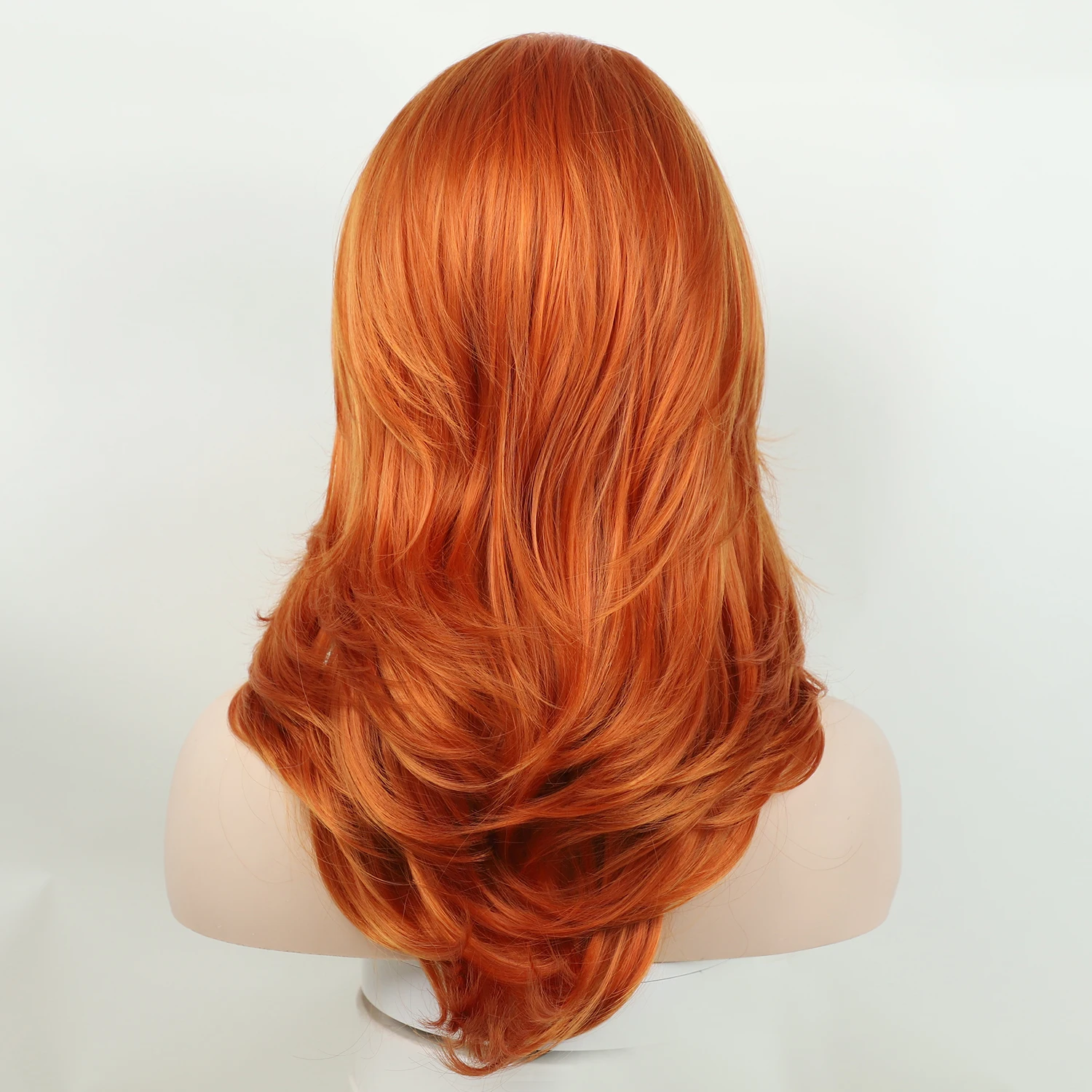 Synthetic Orange Wig for Woman Long Body Wave Hair Cosplay Lolita Party Natural Heat Resistant Wigs Fiber Daily Wear Hair