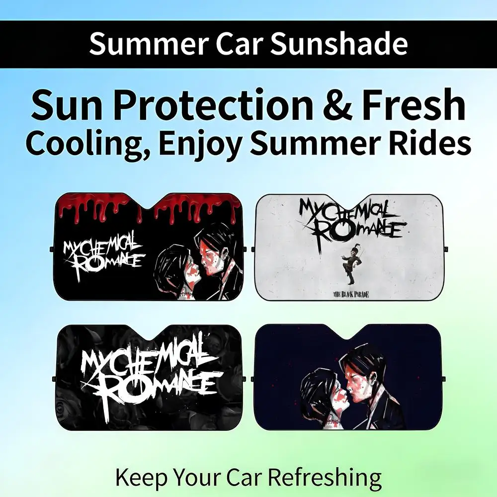 

Солнцезащитный козырек MCR My Chemical Romance для автомобиля, выдвижной, для лобового стекла, защита от УФ-излучения
