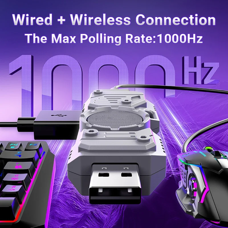 1 conjunto mini jogo conversor de controlador móvel para o telefone móvel controlador de jogo teclado mouse conversor com teclado/mouse-abla