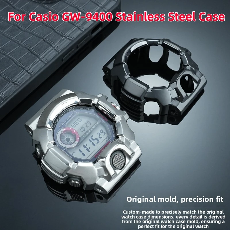 gw9400-ステンレススチールケースカシオ-g-shoсk-gw-9400-高品質修正された金属ケースブラックシルバー時計アクセサリーとツール
