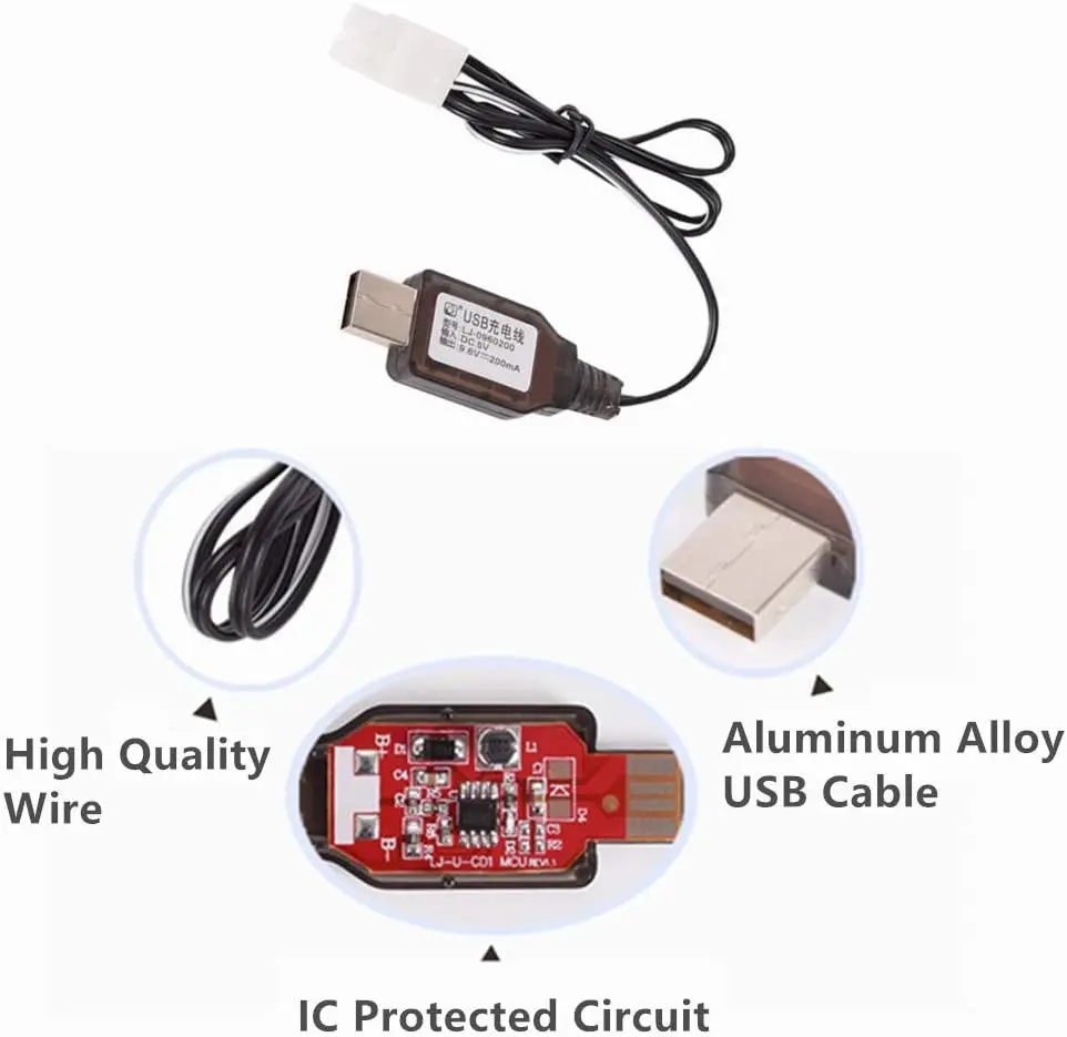 9.6V 2400mAh Ni-MH Battery Pack Rechargeable AA with Standard Tamiya Connector for HuanQi 781 728 RC 1:24 M1A2 Toy Tank drone