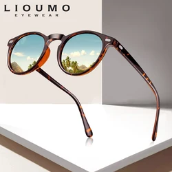 LIOUMO DESIGN Unisex Ultralight TR90 Polarized Sunglasses Men Women Driving Round Brown Shades Vintage Sun Glasses Gafas De Sol