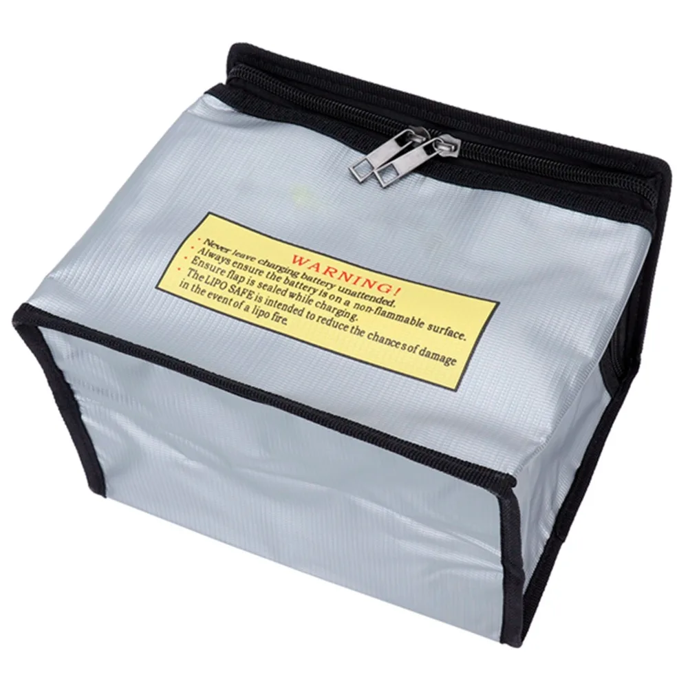 Silver Zipper Stereo Fireproof Lithium Battery Safety Bag Flame Retardant Battery Charging Storage Bag