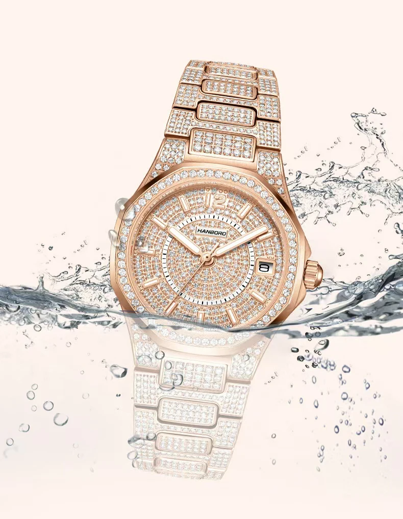 HANBORO New Women Quartz Watch Fashionable and Elegant Calendar Waterproof Classic Luxury Ladies Quartz wrist watches