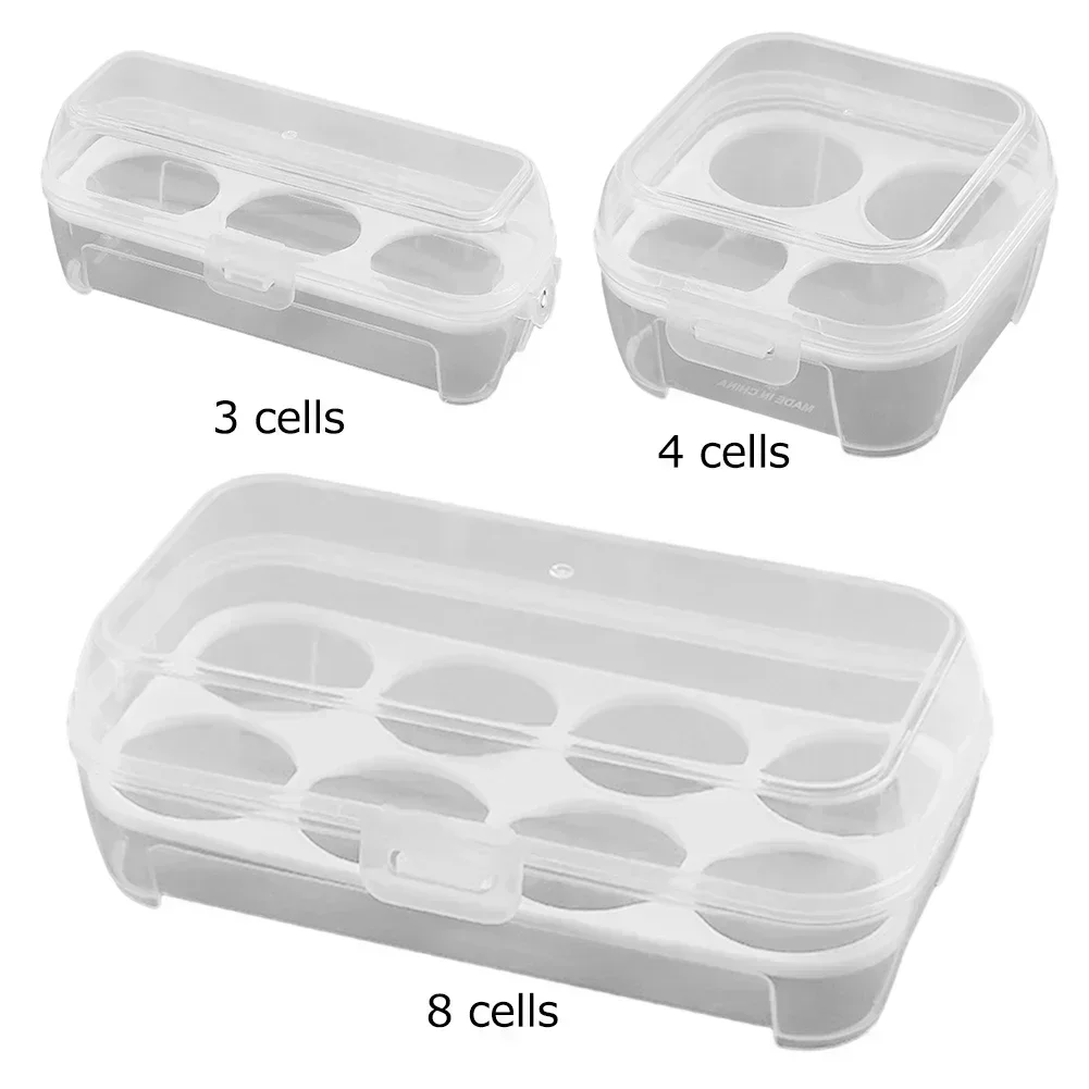 Kitchen Storage Box Egg Organizer Fridge 3/4/8 Compartment Egg Carton Plastic Container Outdoor Camping and Picnic Storage Box