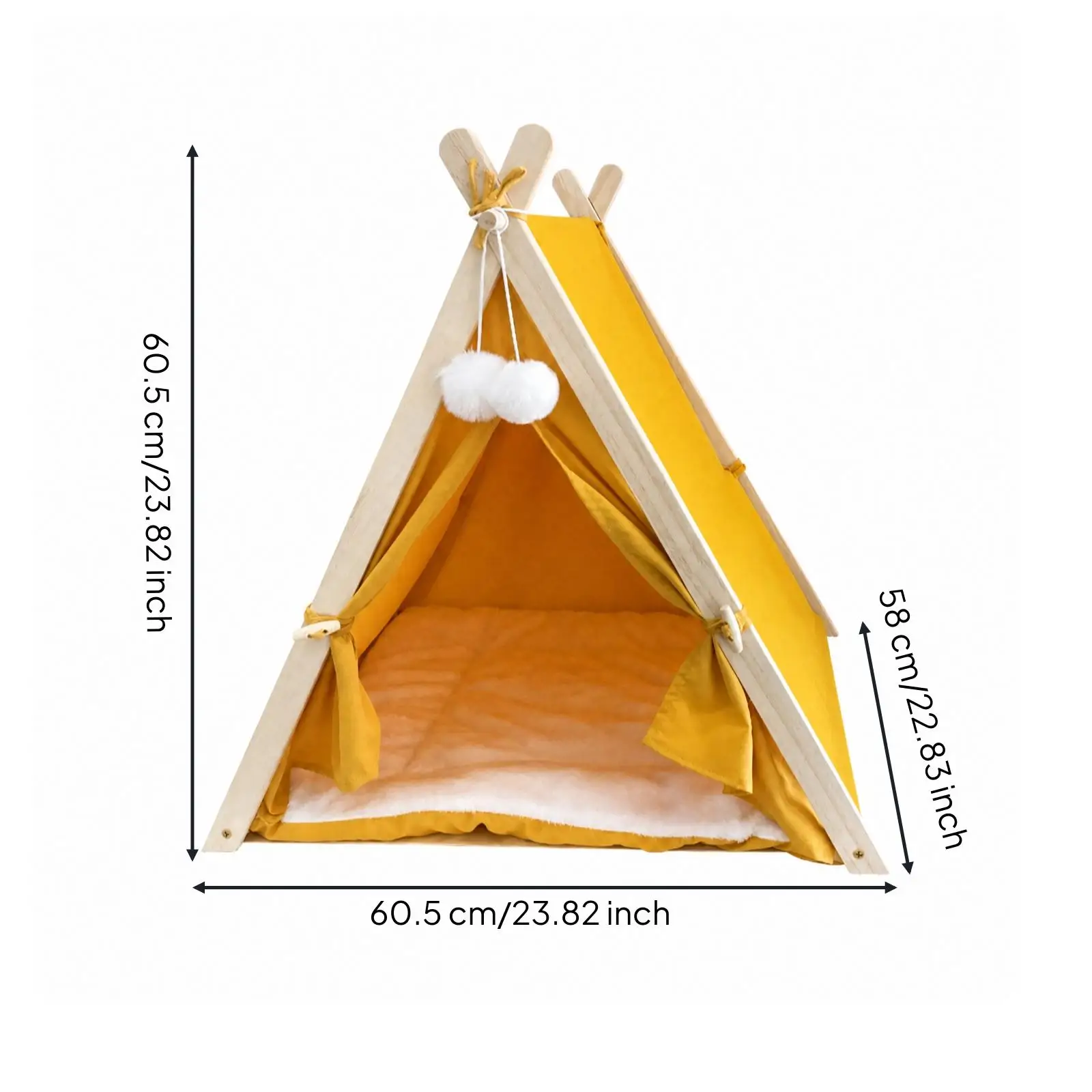 Cat Resting Tent with Solid Wood Frame Cozy Cushion for Small Pet Napping