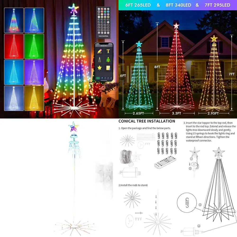 

6FT Pre-lit RGB LED Outdoor Christmas Tree with Smart Control and Multi-Color Lightshow for Festive Season