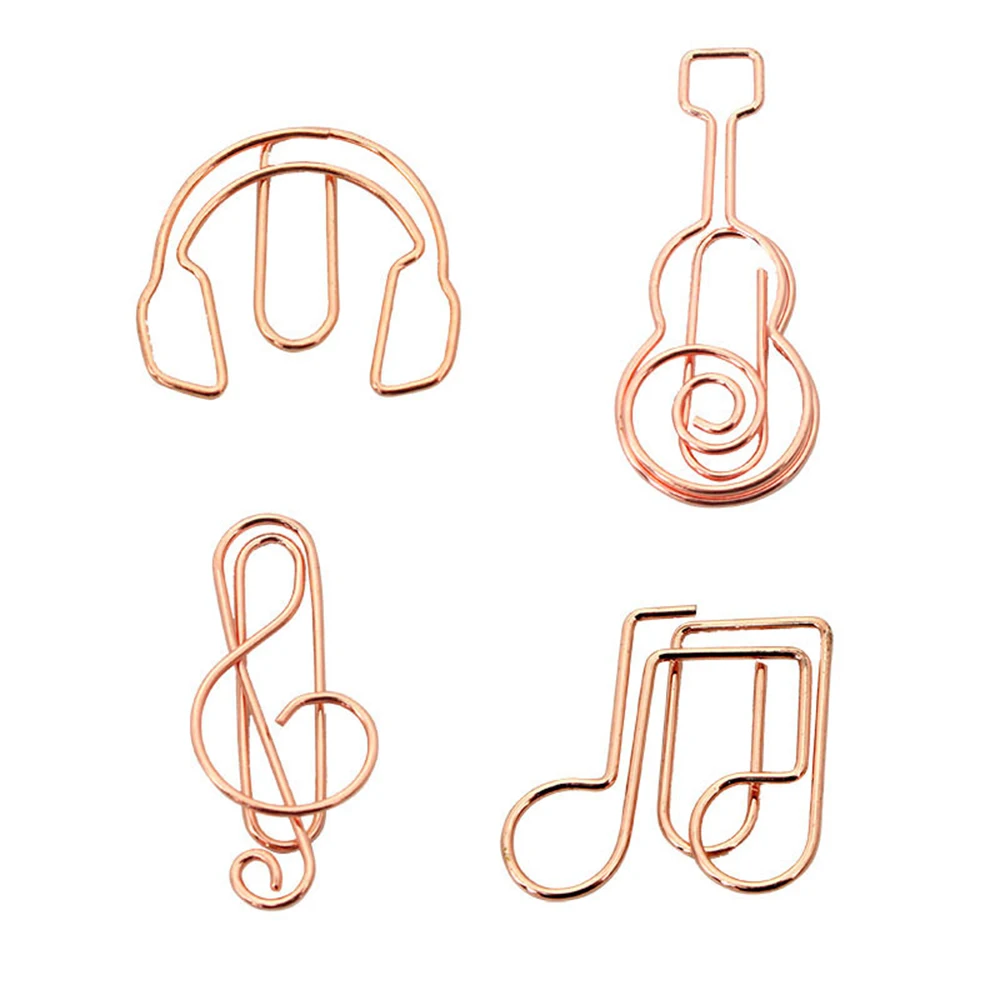 20Pcs Metal Music Note Shape Paper Clips Bookmark Binder Clip Creative File Clamp Decorative Clip for Office School Home