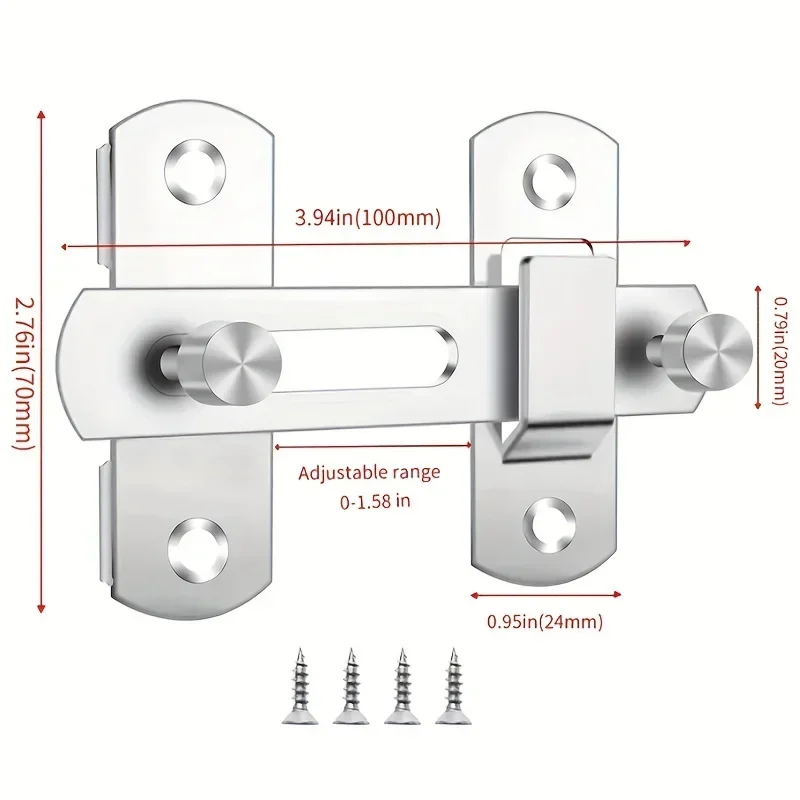 Door Lock Guard Latch Bolt 180 Degree Stainless Steel Latch Sliding barn Door Lock Security Hardware For Window Cabinet Home