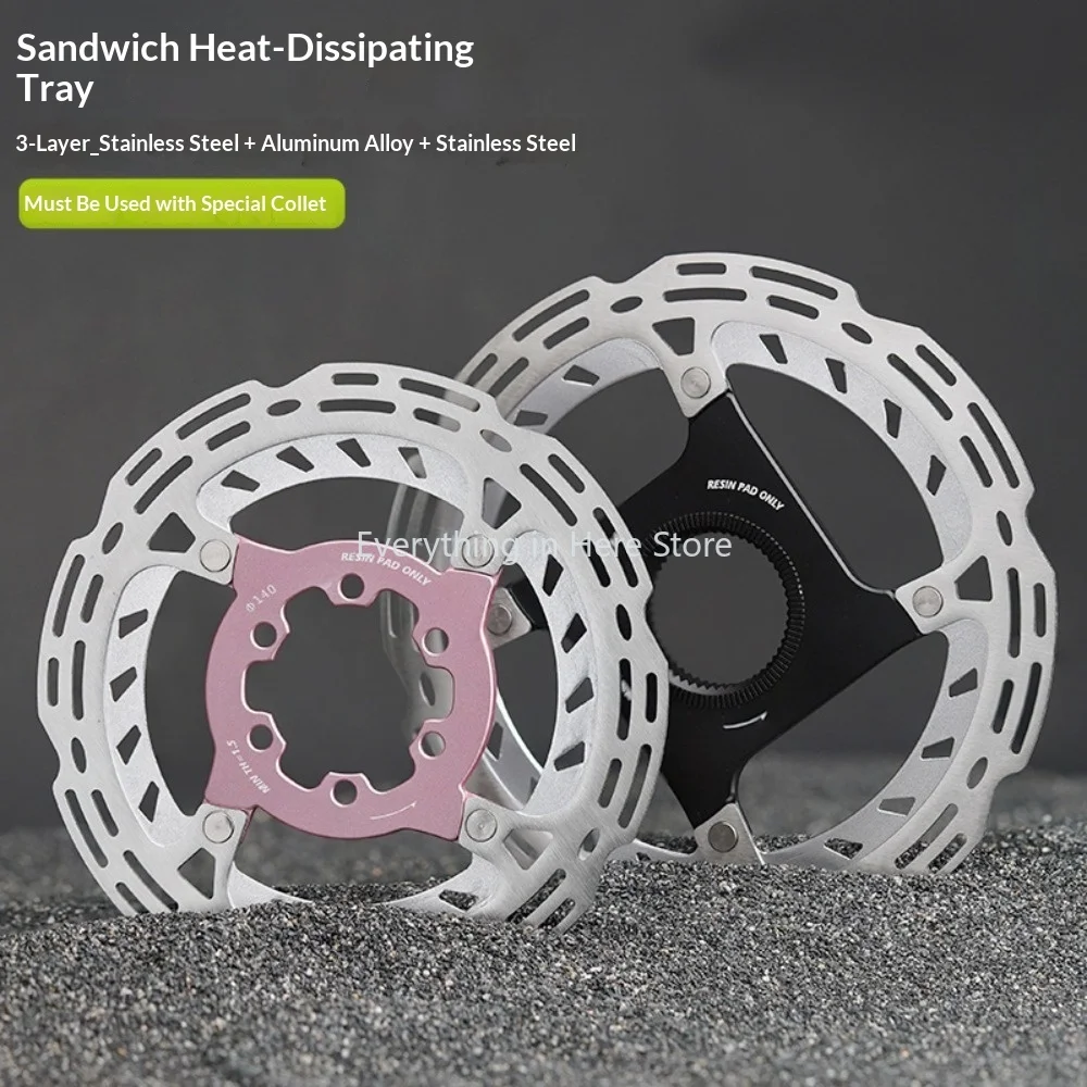 

140mm/160mm Brake Disc Center-lock/6-bolt Brake Disc MT800MT900 Road Bike Three-layer Heat Dissipation Brake Cooling Disc
